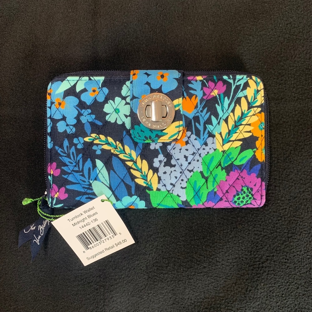 Vera Bradley Turnlock Wallet Midnight Blues